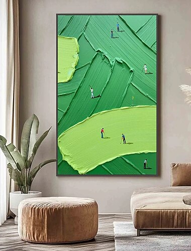  Stort originalt teksturert impasto golfscenemaleri oljemaleri på lerret, stor veggkunst moderne stue veggdekor