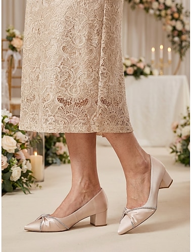  Damespumps met dikke hak - elegante marineblauwe schoenen voor de moeder van de bruid bij stadsbruiloften