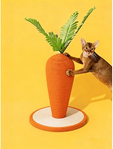  Gulrotformet sisal klorebrett for katter interaktiv klore for innendørs kattunger, kaniner, marsvin, ildere og små kjæledyr, klohelsepleie
