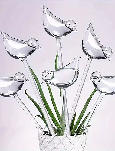  6 automatische Bewässerungskugeln in Vogelform, ideal zum Bewässern von Blumen im Haus. Schmaler Auslass, automatische Bewässerung, geeignet für drinnen und draußen, Garten, Topfpflanzen, Blumentöpfe