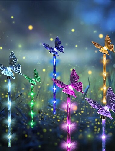  Lot de 6 lampes solaires papillon d'extérieur, étanches IP66, pour la décoration de jardin et de cour, idéales pour l'éclairage d'ambiance de pelouse.