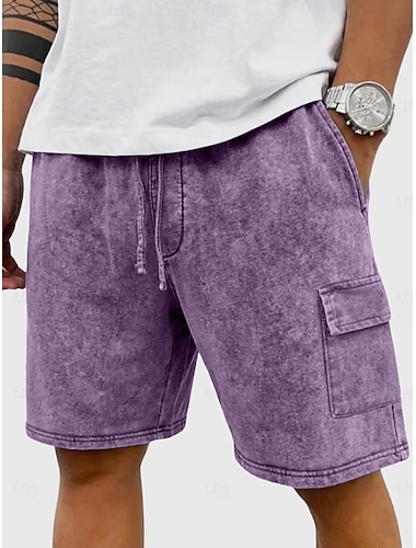  Homens Calção Shorts casuais Shorts com lavagem ácida Com Cordão Cintura elástica Lavado Tecido Conforto Respirável Comprimento do joelho Diário Ao ar livre Feriado Moda Retro Vintage Azul Preto