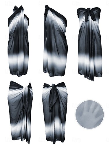  Damen Badeanzug Überwurf Wickeln Rock Bademode Gerafft Urlaub Strandbekleidung Ombre Trägerlos Ärmellos Badeanzüge