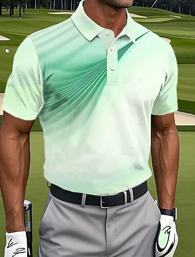  Hombre Abstracto Golf Camisetas polo deportivas Manga Corta Camisas de polo Camisas con cuello Casual Ropa Deportiva Botones Primavera verano Verde Claro Verde Trébol Gris