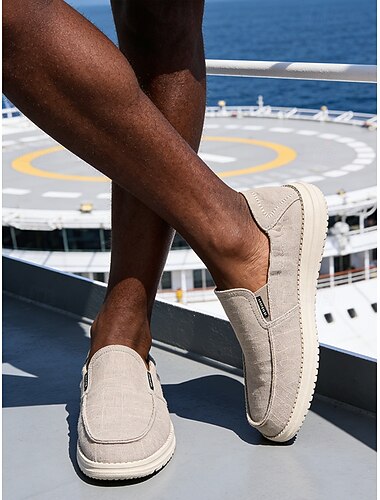  herresko i beige semsket skinn med island- og cruise-detaljer – lette, avslappede loafers for feriesteder, reiser og sommerfritid