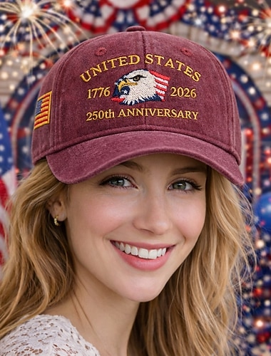  Unisex Baseballkappe zum 250. Jahrestag der Unabhängigkeit, tragbar, atmungsaktiv, für den täglichen Gebrauch im Freien, mit Stickerei und Flagge