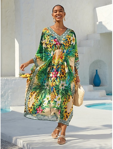  Tropische Versuchung: Fließender Chiffon-Leopardenkaftan