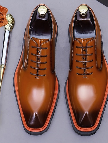  Klassiske derbysko for menn, 100 % premiumskinn, polert finish, komfortable og stilige, ideelle for forretningsmøter, bryllup og formelle anledninger