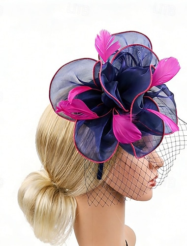  Fascinators Organza Plumes Mariage Anniversaire Élégant ancien Mignon Avec Plume Tulle Casque Couvre-chef