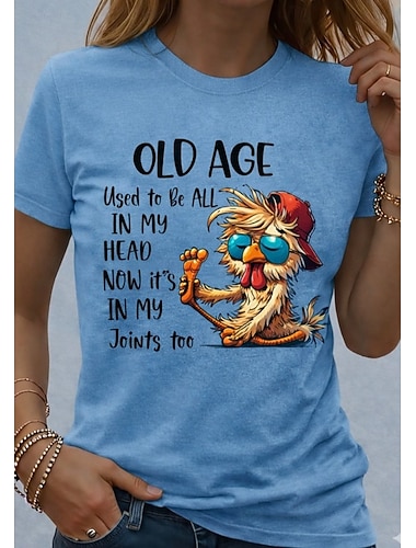  dam t-shirt rolig humor citat tryck grafisk bokstav elegant klassisk avslappnad kortärmad rund hals rund hals normalt toppar dagligen helg blå svart ljusblå sommar vår höst vinter