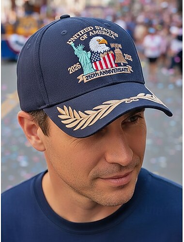  Herrkeps i polyester med broderad örn och amerikansk flagga, justerbar patriotisk hatt i flera färger för USA:s 250-årsjubileum, självständighetsdagen, fritidskläder, rese- och semesterstyling