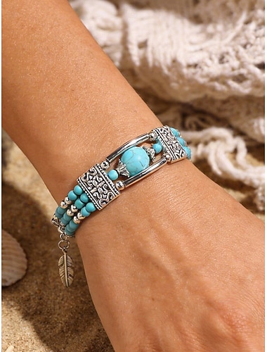  Damearmbånd i bohemsk turkis legering, flerfarget, ideelt for daglig bruk, ferie og reise