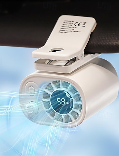  Klipsbar vifte med LED-skjerm, justerbar 100 hastigheter, bærbar USB-oppladbar 1800 mAh batteri, personlig kjøling, håndholdt mini-vifte for paraply, kontor, camping, treningsstudio, strand, hjem, bil