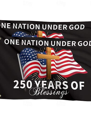  Lot de 2 drapeaux « America 250 » – Drapeau commémoratif du 250e anniversaire des États-Unis, « We the People 1776-2026 », pour jardin patriotique &bannière de maison pour le 4 juillet