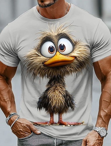  Herren Tiermotiv Lustig Ente T Shirt Kurzarm T-Shirt 3D-Druck Rundhalsausschnitt Hemd Übertrieben Designer Party Ferien Blau Weiß Sommer Frühling Bekleidung S M L XL XXL XXXL