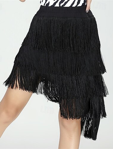  koningsblauwe asymmetrische salsa-rok met franjes