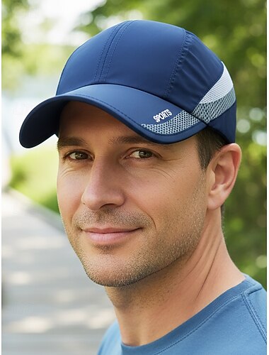  Herre hurtigtørkende sportscaps i polyester, justerbar størrelse, flerfarget – perfekt for fritidsbruk, reiser og utendørsaktiviteter