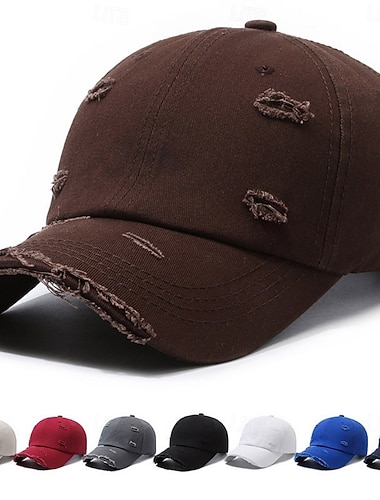  Herren Baseballkappe Sonnenhut Schwarz Weiß Baumwolle Zerrissen Mode Streetwear Lässig Täglich Outdoor Urlaub Einfarbig UV-Sonnenschutz Sonnenschutz Atmungsaktivität