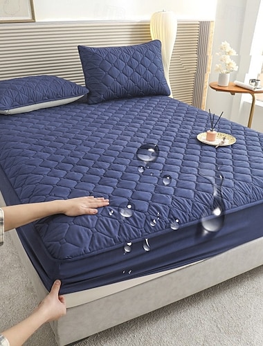  Vanntett madrassbeskytter med urinsperre, vattert heldekkende, sklisikkert sengetrekk for madrass og boksfjærer