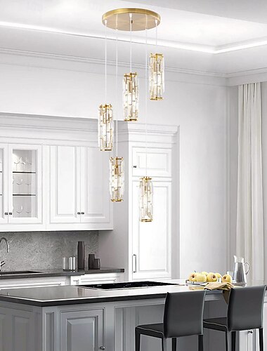  κρεμαστό φωτιστικό, μαύρα μοντέρνα κρεμαστά φωτιστικά, μίνι κρυστάλλινοι πολυέλαιοι, ρυθμιζόμενος κρεμαστός φωτισμός 5 φώτων για κουζίνα, τραπεζαρία, υπνοδωμάτιο