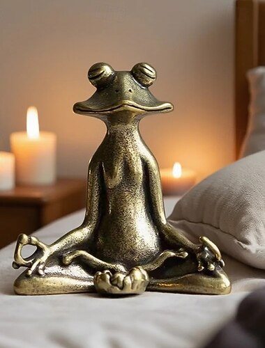  vintage μεταλλικό ζεν βάτραχος διαλογισμός άγαλμα μεταλλικό γλυπτό θυμιατήρι οικιακή διακόσμηση τσάι κατοικίδια