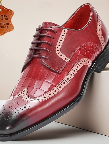  Herresko i oxfordskinn av høy kvalitet – ekte kuskinn, vingetippebrogue-design, klassisk elegant utseende, komfortabel passform for menn, ideell for bryllup, forretninger, kontor og formelle arrangementer
