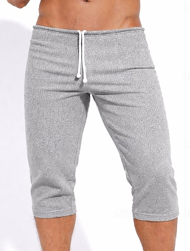  Herren Aktive Shorts Caprihose Sweat-Shorts Shorts Sommershorts Kordelzug Elastischer Bund Rein Einfach Komfort Knielang Lässig Täglich Outdoor Sport Streetwear Weiß Khaki Dehnbar