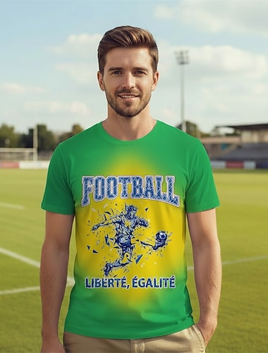  Fußball-Weltmeisterschaft 2026 Outfits Sportbekleidung Grafisches T-Stück American Football Französischer Fußballfan Patriotisch T-Shirt Ärmel für Unisex Erwachsene 3D-Druck  für Maskerade Party