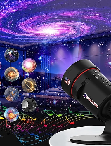  Projecteur galaxie avec machine à sons (28 sons apaisants), fonction mémoire, minuterie de sommeil, projecteur planétarium avec ciel étoilé, espace, système solaire, lune et nébuleuse pour adultes,