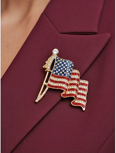  Patriotisk brosjesett i legering for kvinner, gull- og sølvfarger, 2-delte nåler med USA-flagg, perfekt for USAs 250-årsjubileum, uavhengighetsdagen og hverdagsbruk.