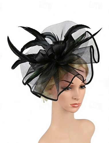  fascinators Veren Netto Bruiloft Verjaardag Elegant Vintage leuke Style Met Veer Tule Helm Hoofddeksels