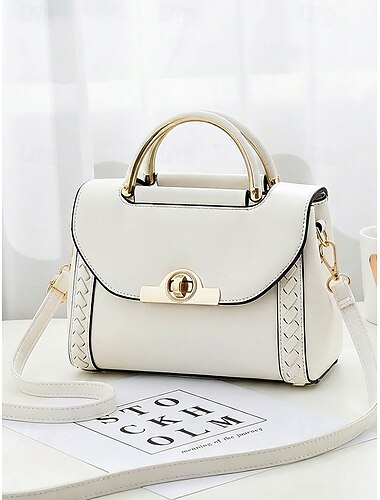  Naisten keinonahkainen olkalaukku, jossa on säädettävä olkahihna ja kantokahva, monivärinen elegantti olkalaukku päivittäiseen käyttöön, toimistolle ja lomamatkoille.