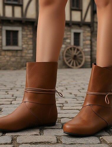  Médiéval Renaissance Bottes Chaussures de Danse Viking Déguisement Femmes Celtique Viking Halloween Carnaval Performance LARP Foire de la Renaissance Adulte Chaussures