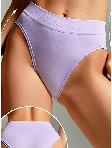  Damen Slips Elastischer BundNightwearBaumwolle Nylon Einfarbig Mode Niedlich Hellblau Schwarz Weiß Purpur Beige Winter Frühling & Sommer Herbst Winter