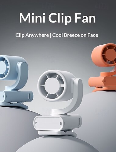  Mini vifteklemme for hatter og paraplyer, bærbar utendørs vifte med USB-lading, sammenleggbar digital skjerm