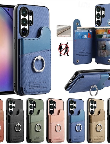  telefon Etui Til Samsung Galaxy S26 S26 Pluss S26 Ultra Bakdeksel med stativ Ringholder Ringspenne Kontor / Bedrift TPU PU lær