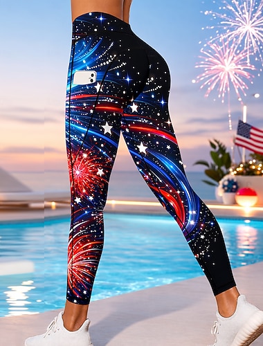  Itsenäisyyspäivä Yhdysvaltain kansallispäivä Amerikan itsenäisyyspäivä Naisten Vapaa-ajan leggingsit Urheilulegginsit Leggingsit Taskut Leimavero Tilkkutäkki Pilates Kuntosali Kunto Housut Leggingsit