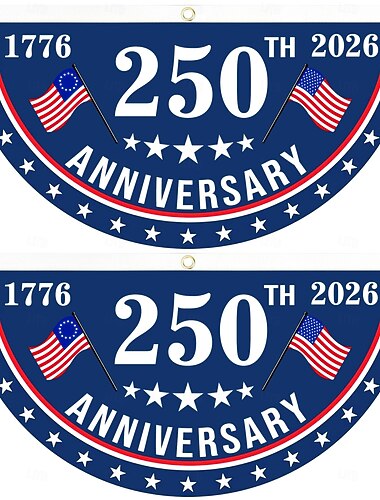  2PCS Bandiera dell'U.S.A. per il 250° anniversario 1.5X3 FT 1776-2026 Bandiera da tifoso Decorazione appesa con stelle patriottiche per esterni Porta d'ingresso Veranda Sfondo di benvenuto con