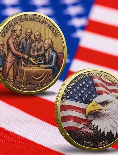  Памятная монета США, посвященная 250-летию независимости Америки, с изображением Декларации независимости и белоголового орла. Коллекционное сокровище.