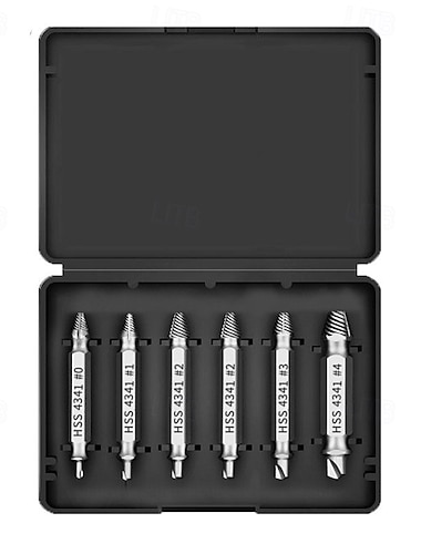  6-teiliges Set zum Ausdrehen beschädigter Schrauben, inklusive HSS-Bohrern, zum schnellen und einfachen Entfernen abgenutzter und abgebrochener Schrauben, ideal für Abbrucharbeiten.