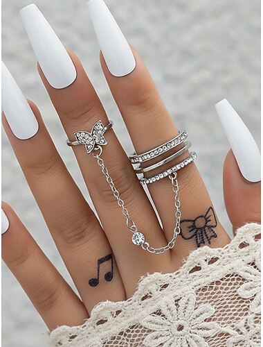  טבעת סגסוגת בוהמית לנשים, מתכווננת עם עיצוב פרפר, זמינה בזהב וכסף, מושלמת ללבוש יומיומי קז'ואל ולחופשות חוף