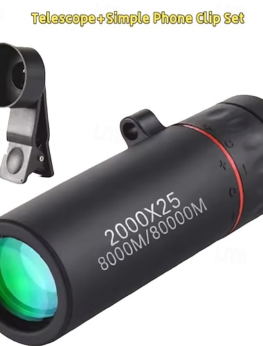  Hochleistungs-Monokular (2000x25) mit Smartphone-Adapter, kompaktes, wasserdichtes Taschenmonokular für Erwachsene, Kinder, Vogelbeobachtung, Jagd, Camping, Reisen und Konzerte,