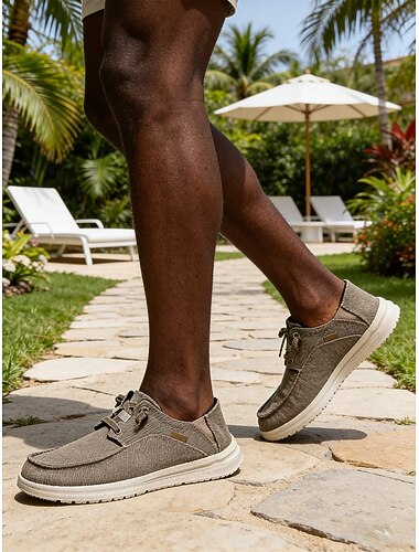  Canvas outdoorschoenen voor heren – ademende veterschoenen voor reizen, wandelen en buitenactiviteiten.