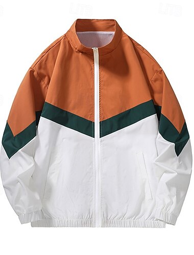  Herren Farbblock Fußball-Sommer Global Match Laufjacke Outdoorjacke Sportjacke Frühling Herbst Reißverschluss Farbblock Langarm Winddicht Schnelltrocknend Leicht Atmungsaktiv Fitnessstudio Laufen