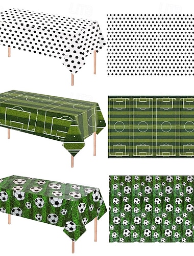  Confezione da 3 tovaglie da calcio estive da 54 x 108 pollici, tovaglia monouso impermeabile in polietilene, decorazione da tavolo per feste a tema sportivo per il giorno della partita di compleanno