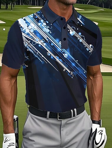  Pánské Geometrické tvary Golf Sportovní polokošile Krátký rukáv Polo tričko Košile s límečkem Na běžné nošení Oblečení na atletiku Knoflíky Jaro léto Vodní modrá Fialová Trávová zelená