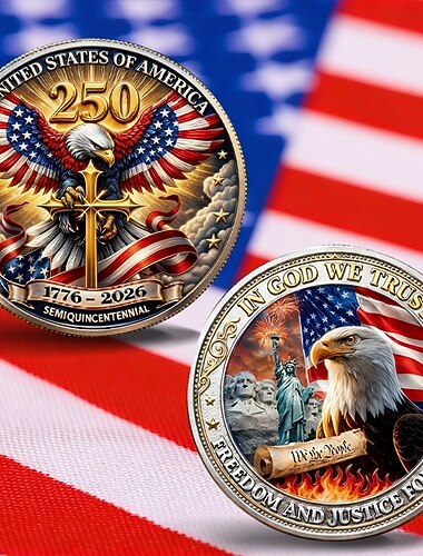  Amerikansk minnemynt til 250-årsjubileum med majestetiske ørnedesign og et samleobjekt som feirer amerikansk frihet.