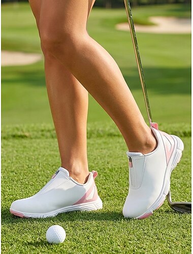  Golfschoenen voor dames zonder spikes, met ritssluiting aan de voorkant, lichtgewicht en ademende golfsneakers met antislip rubberen zool voor training en wandelen. &buitensporten