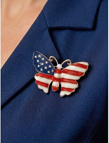  Damesbroche van legering met Amerikaanse vlag als thema, verkrijgbaar in verschillende stijlen, perfect voor het 250-jarig jubileum van de VS, Onafhankelijkheidsdag, avondfeesten en formele gelegenheden.