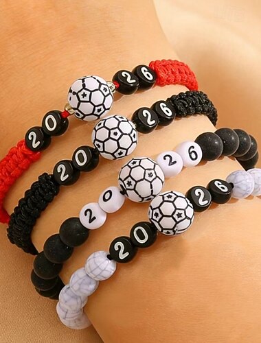  Catena spessa Corda Calcio Moda Personalizzato Resina Gioielli braccialetto 1# / Nero / Bianco Per Quotidiano Regalo Ferie